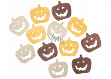 Pumpkin wooden beige-yellow-brown 4 cm 12 pieces