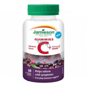 Jamieson Vitamin C + Immune Shield Gummies Black without immune-boosting gelatin lozenge, food supplement 60 tablets