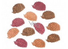 Wooden hedgehogs brown-orange-pink 4 cm 12 pieces