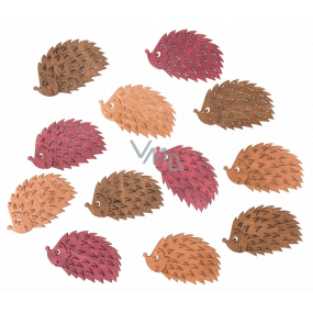 Wooden hedgehogs brown-orange-pink 4 cm 12 pieces