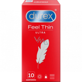 Durex Feel Thin Ultra latex condom, extra thin, nominal width 52 mm 10 pieces