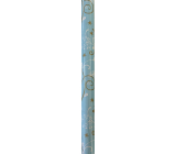 Ditipo Silent Winter Dárkový balicí papír 70 x 200 cm Světle modrý s bílými větvičkami a zlatými ornamenty