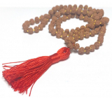 108 Mala Shiva Rudraksha, meditation jewellery, natural Indian seeds, knotted, elastic, handmade, tassel 8 cm, bead 7-8 mm