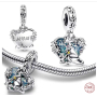 Sterling silver 925 Disney Winnie the Pooh, Kangaroo + Kangaroo Mom, family bracelet pendant