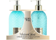 Vivian Gray Jasmine and Patchouli luxury liquid soap with dispenser 300 ml + luxury hand lotion with dispenser 300 ml, cosmetic set