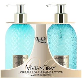 Vivian Gray Jasmine and Patchouli luxury liquid soap with dispenser 300 ml + luxury hand lotion with dispenser 300 ml, cosmetic set