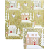 Nekupto Christmas gift wrapping paper 70 x 200 cm Gold, white trees, grey houses