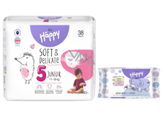 Bella Happy Junior 5 11 - 18 kg nappies for children 38 pieces + Bella wet wipes for children 10 pieces
