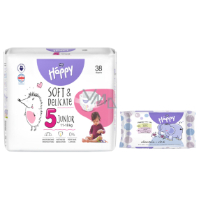 Bella Happy Junior 5 11 - 18 kg nappies for children 38 pieces + Bella wet wipes for children 10 pieces
