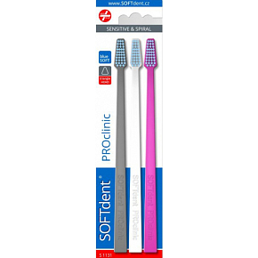 SOFTdent PROclinic toothbrush, soft, pack of 3