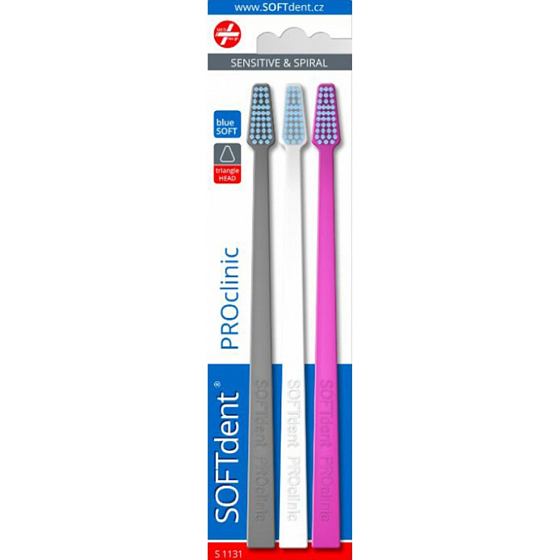 SOFTdent PROclinic toothbrush, soft, pack of 3