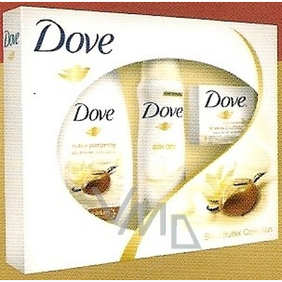 Dove Shea butter and vanilla deodorant spray 150 ml + shower gel 250 ml + toilet soap 100 g, cosmetic set
