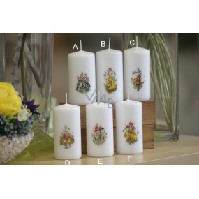 Lima Spring motif candle white cylinder 50 x 100 mm 1 piece