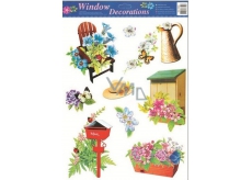 Room Decor Window film without glue garden chair with flowers 42 x 30 cm