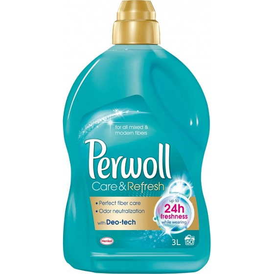 Perwoll Care & Refresh washing gel for synthetic and mixed fabrics, captures and neutralizes unwanted odors directly in the fabric 50 doses 3 l