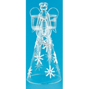 Glass angel with flakes for a candle 24 cm