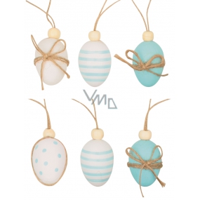 Plastic-beaded eggs for hanging 4 cm, 6 pieces in a bag