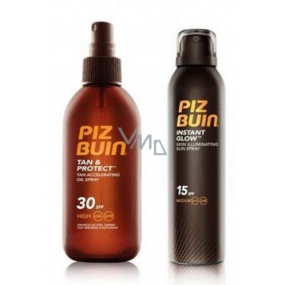 Piz Buin Tan & Protect SPF30 protective oil accelerating the tanning process spray 150 ml + Inst.Glow SPF15 non-greasy tanning oil spray 150 ml