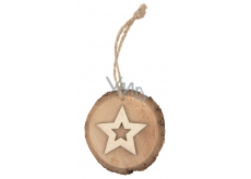 Oval wooden with star, to hang 10 cm