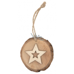 Wooden oval with a star, for hanging 10 cm
