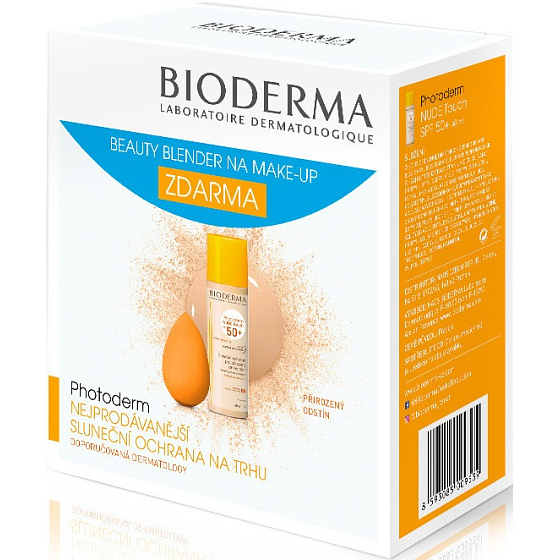 Bioderma Photoderm Nude Touch SPF 50 Tinted Fluid Natural Shade 40 ml + Beauty Blender Makeup Sponge, Cosmetic Set