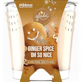 Glade Ginger Spice Oh So Nice with the scent of gingerbread spices and vanilla scented candle in a glass, burning time up to 32 hours 129 g
