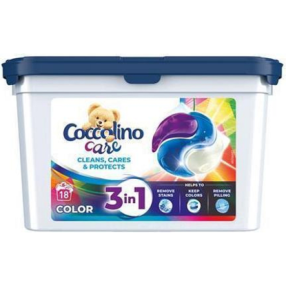 Coccolino Care Cleans, Cares & Protects 3in1 Laundry Capsules for Colored Clothes 18 doses 486 g