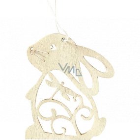 White wooden hare for hanging 8 cm
