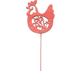 Red wooden chicken 8 cm + wire, 1 piece