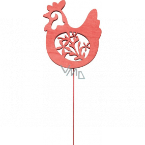 Red wooden chicken 8 cm + wire, 1 piece