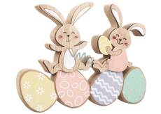 Wooden bunnies with coloured eggs to build 18 x 14 cm