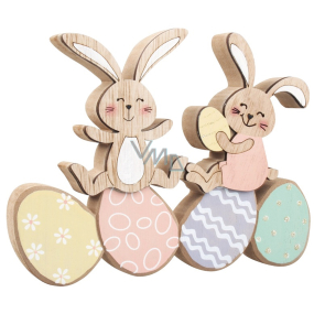 Wooden bunnies with coloured eggs to build 18 x 14 cm