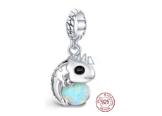 Sterling silver 925 Chameleon with opal, pet bracelet pendant