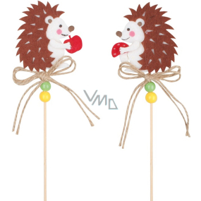 Felt hedgehog with toadstool and apple 6 cm + skewers, 2 pieces