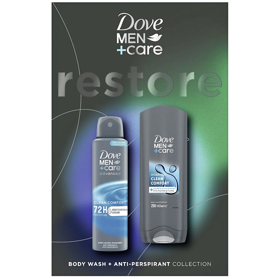 Dove Men+Care Restore shower gel 250 ml + deodorant spray 150 ml, gift set