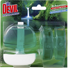 Dr. Devil 3in1 Natur Fresh liquid WC block, basket + refill 3× 55 ml