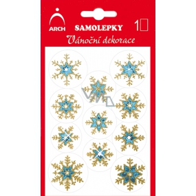 Arch Holographic decorative Christmas stickers with glitters 704-GG blue-gold 8,5 x 12,5 cm