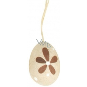 Natural egg for hanging brown polka dot decor and brown flower 6 cm
