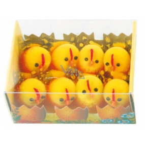 Plush chickens with feathers 3 cm 8 pieces in a box