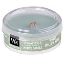 WoodWick White Willow Moss - Willow and moss scented candle with wooden wick petite 31 g