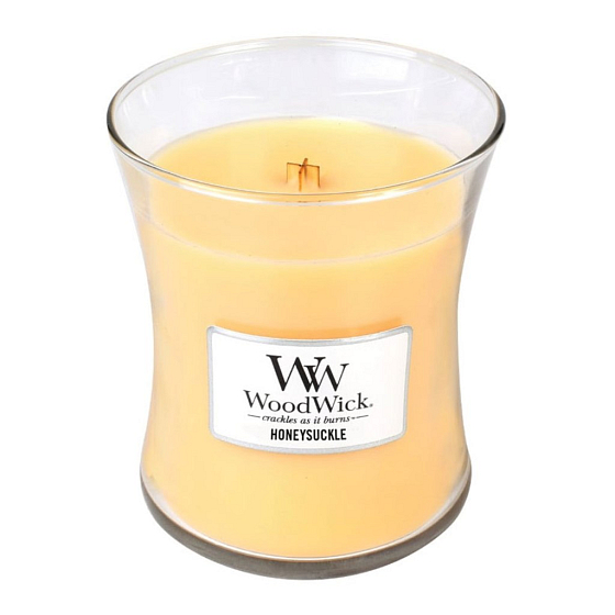 WoodWick Honeysuckle - Honeysuckle and jasmine scented candle with wooden wick and lid glass small 85 g
