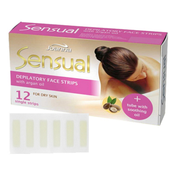 Joanna Sensual Argan Oil Facial Wax Strips for Dry Skin 12 Pieces