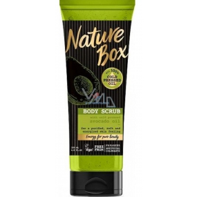 Nature Box Avocado Regenerating body peeling to achieve smoother skin after fine sanding with 100% cold pressed oil, suitable for vegans 200 ml