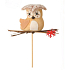 Owl with wicker red snowflake recess 6 cm + skewers