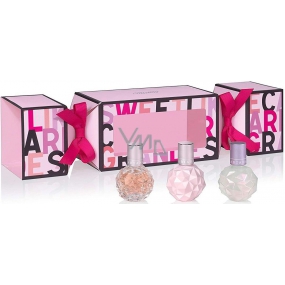 Ariana Grande Cracker Set Sweet Like Candy Eau de Parfum for Women 7.5 ml + Moonlight Eau de Parfum for Women 7.5 ml + Ari Eau de Parfum for Women 7.5 ml, gift set of miniatures