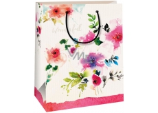 Gift bag kraft 50 white red flowers Wonderful