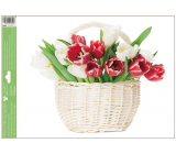 Okenní fólie bez lepidla tulipány v košíku 42 x 30 cm