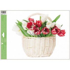 Window film without glue tulips in a basket 42 x 30 cm