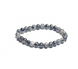 Labradorite black bracelet elastic natural stone, ball 6 mm / 16 - 17 cm, stone of transformation