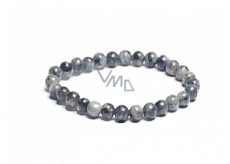 Labradorite black bracelet elastic natural stone, ball 6 mm / 16 - 17 cm, stone of transformation